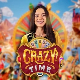 Crazy Time slot logo by Evolution at HappySpins CasinoCrazy Time