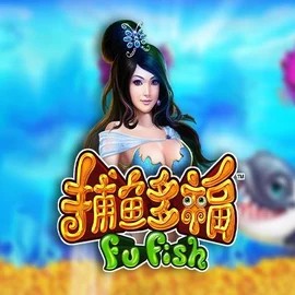 Fu Fish slot logo by Skywind Group at HappySpins Casino