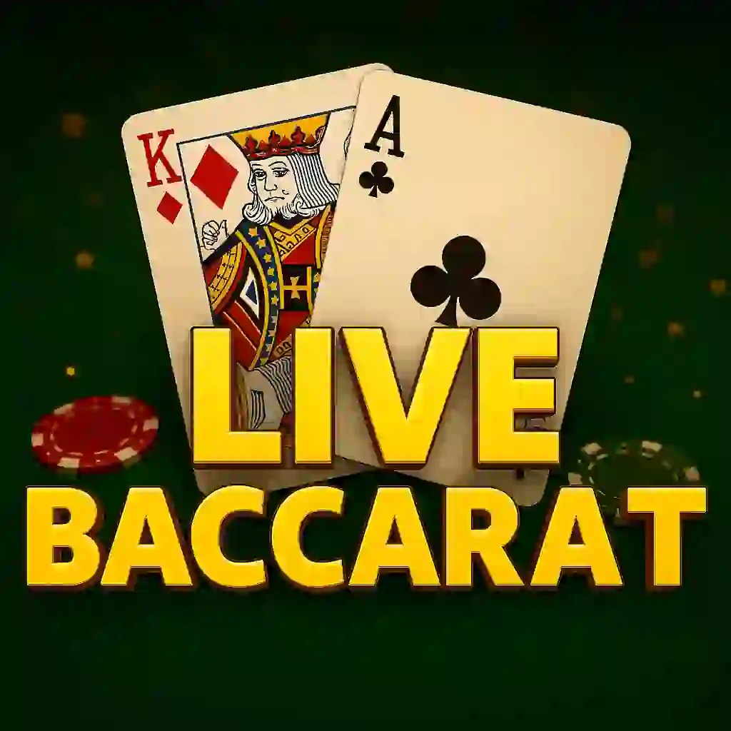 Live Baccarat online game logo by Evolution on happysspins.com